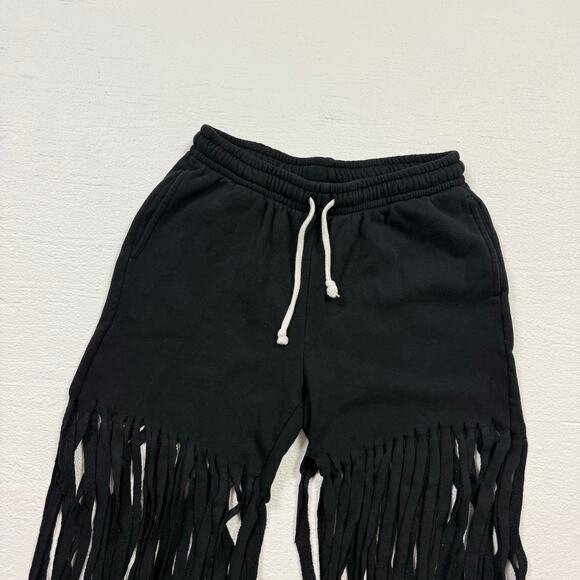 Upcycled Wild Fable Fringe Beaded Sweat Shorts Black, Size Small - Picture 2 of 9